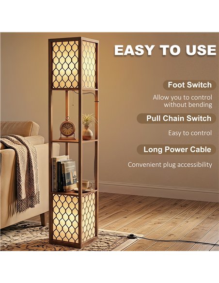 HOMCOM Duo Light Floor Shelves - Rustic Brown - pic 209336 | FastDaddyshop