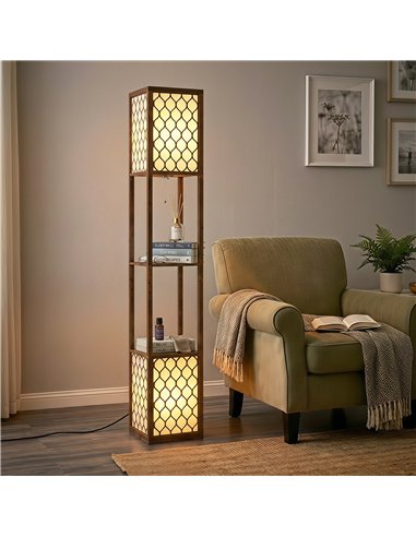 HOMCOM Duo Light Floor Shelves - Rustic Brown