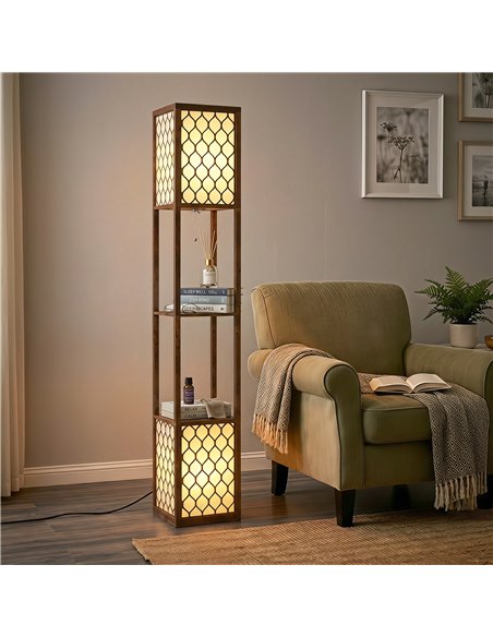 HOMCOM Duo Light Floor Shelves - Rustic Brown - pic 209339 | FastDaddyshop