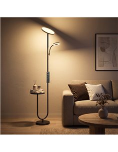 HOMCOM Uplighter Floor Lamp with Table and Reading Light, Dual Light Dimmable Standing Lamp with Remote & 4 Colour Temperatures 2