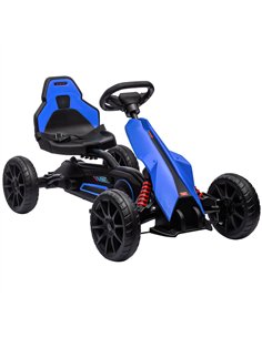 HOMCOM Kids Pedal Go Kart, with Adjustable Seat, EVA Wheels, Seat, Handbrake - Blue