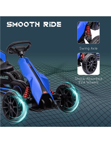 HOMCOM Kids Pedal Go Kart, with Adjustable Seat, EVA Wheels, Seat, Handbrake - Blue - pic 209363 | FastDaddyshop