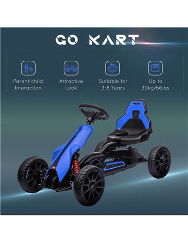 HOMCOM Kids Pedal Go Kart, with Adjustable Seat, EVA Wheels, Seat, Handbrake - Blue