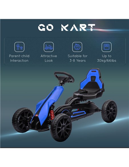 HOMCOM Kids Pedal Go Kart, with Adjustable Seat, EVA Wheels, Seat, Handbrake - Blue - pic 209364 | FastDaddyshop