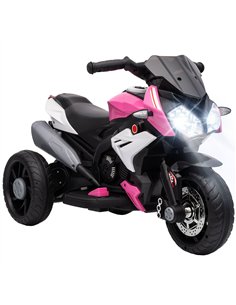 HOMCOM Kids Electric Motorcycle, 6V Ride on Motorcycle with 3 Wheels, LED Headlight, Music, Horn for Boys Girls 3-5 Y, Pink