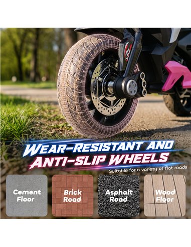 HOMCOM Kids Electric Motorcycle, 6V Ride on Motorcycle with 3 Wheels, LED Headlight, Music, Horn for Boys Girls 3-5 Y, Pink