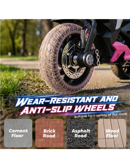 HOMCOM Kids Electric Motorcycle, 6V Ride on Motorcycle with 3 Wheels, LED Headlight, Music, Horn for Boys Girls 3-5 Y, Pink - pic 209372 | FastDaddyshop