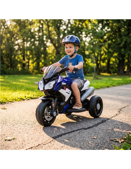 HOMCOM Kids Electric Motorcycle, 6V Ride on Motorcycle with 3 Wheels, LED Headlight, Music, Horn for Boys Girls 3-5 Y, Blue - pic 209383 | FastDaddyshop