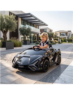 HOMCOM Lamborghini Sian Licensed Electric Car for Kids, 12V Kids Electric Ride on Car with Dual Motors, Remote Control, Black 2