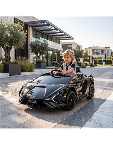 HOMCOM Lamborghini Sian Licensed Electric Car for Kids, 12V Kids Electric Ride on Car with Dual Motors, Remote Control, Black