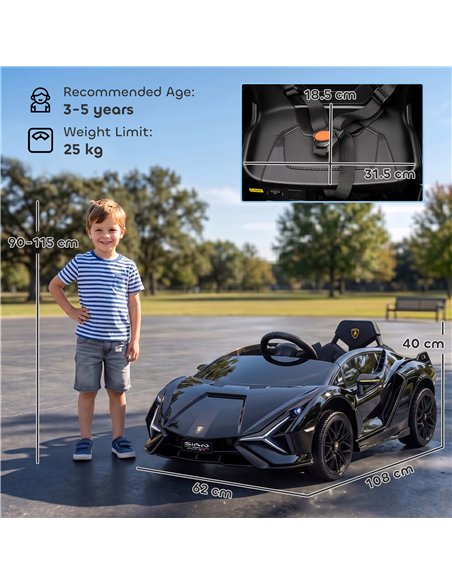 HOMCOM Lamborghini Sian Licensed Electric Car for Kids, 12V Kids Electric Ride on Car with Dual Motors, Remote Control, Black - pic 209387 | FastDaddyshop