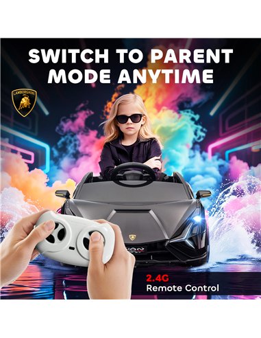 HOMCOM Lamborghini Sian Licensed Electric Car for Kids, 12V Kids Electric Ride on Car with Dual Motors, Remote Control, Black