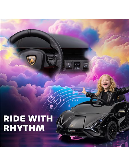 HOMCOM Lamborghini Sian Licensed Electric Car for Kids, 12V Kids Electric Ride on Car with Dual Motors, Remote Control, Black - pic 209391 | FastDaddyshop