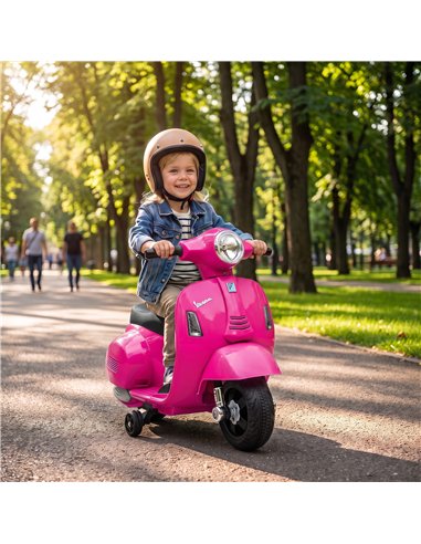 HOMCOM Vespa Licensed 6V Kids Electric Motorbike Ride On Motorcycle  Battery Powered for 18-36 Months with Horn, Pink