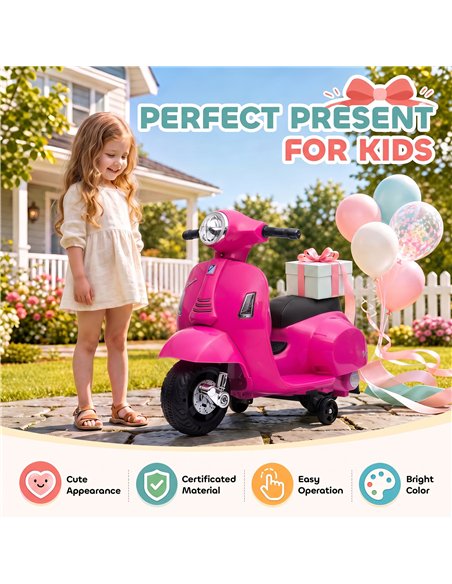 HOMCOM Vespa Licensed 6V Kids Electric Motorbike Ride On Motorcycle  Battery Powered for 18-36 Months with Horn, Pink - pic 209397 | FastDaddyshop