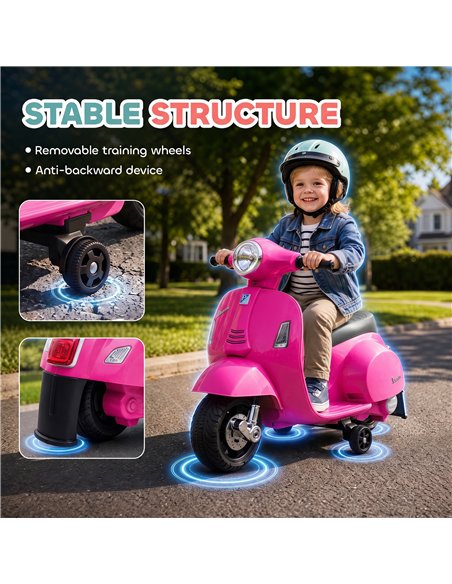 HOMCOM Vespa Licensed 6V Kids Electric Motorbike Ride On Motorcycle  Battery Powered for 18-36 Months with Horn, Pink - pic 209399 | FastDaddyshop