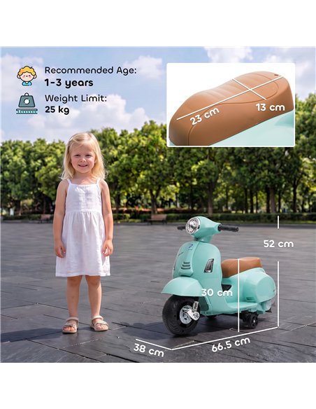 HOMCOM Vespa Licensed 6V Kids Electric Motorbike Ride On Motorcycle  Battery Powered for 18-36 Months with Horn, Green - pic 209405 | FastDaddyshop