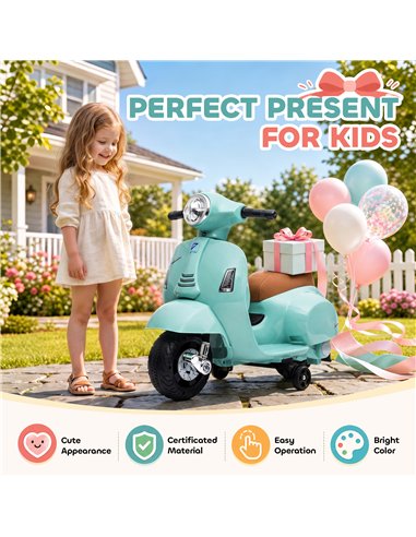 HOMCOM Vespa Licensed 6V Kids Electric Motorbike Ride On Motorcycle  Battery Powered for 18-36 Months with Horn, Green