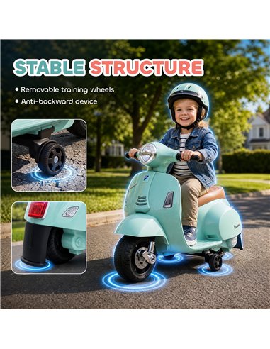 HOMCOM Vespa Licensed 6V Kids Electric Motorbike Ride On Motorcycle  Battery Powered for 18-36 Months with Horn, Green