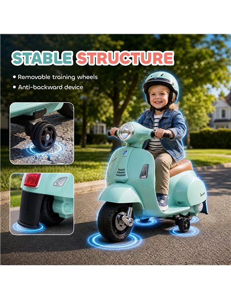 HOMCOM Vespa Licensed 6V Kids Electric Motorbike Ride On Motorcycle  Battery Powered for 18-36 Months with Horn, Green - pic 209408 | FastDaddyshop