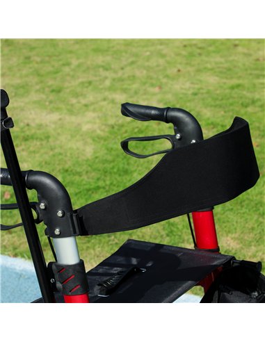 HOMCOM Lightweight Walking Frame, Folding Rollator Walker with Seat and Backrest, Red