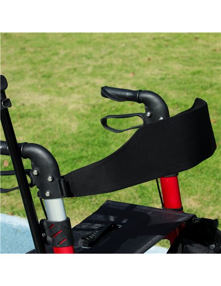 HOMCOM Lightweight Walking Frame, Folding Rollator Walker with Seat and Backrest, Red - pic 209419 | FastDaddyshop