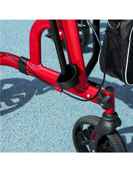 HOMCOM Lightweight Walking Frame, Folding Rollator Walker with Seat and Backrest, Red - pic 209420 | FastDaddyshop