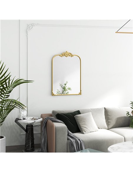 HOMCOM Wall Mirror, Decorative Baroque Mirror with Metal Frame, for Bedroom and Living Room, 60 x 87 cm, Gold Tone - pic 209422 | FastDaddyshop
