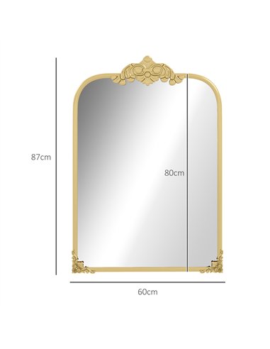 HOMCOM Wall Mirror, Decorative Baroque Mirror with Metal Frame, for Bedroom and Living Room, 60 x 87 cm, Gold Tone