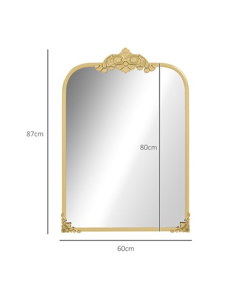 HOMCOM Wall Mirror, Decorative Baroque Mirror with Metal Frame, for Bedroom and Living Room, 60 x 87 cm, Gold Tone - pic 209423 | FastDaddyshop