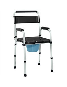 HOMCOM Commode Chair for Elderly with Arms and Back, Lightweight Non-Slip Commode w/ Removable Bucket, Height Adjustable, Black