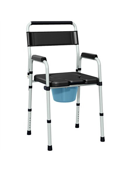 HOMCOM Commode Chair for Elderly with Arms and Back, Lightweight Non-Slip Commode w/ Removable Bucket, Height Adjustable, Black - pic 209448 | FastDaddyshop