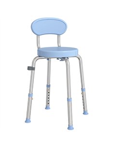 HOMCOM 360° Swivel Shower Stool with Aluminium Frame, 5-Level Adjustable Height, Backrest, Non-Slip Shower Chair for Elderly