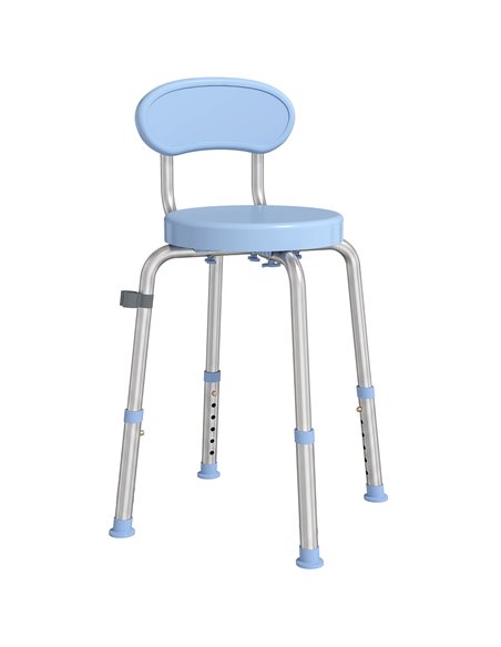HOMCOM 360° Swivel Shower Stool with Aluminium Frame, 5-Level Adjustable Height, Backrest, Non-Slip Shower Chair for Elderly - pic 209457 | FastDaddyshop