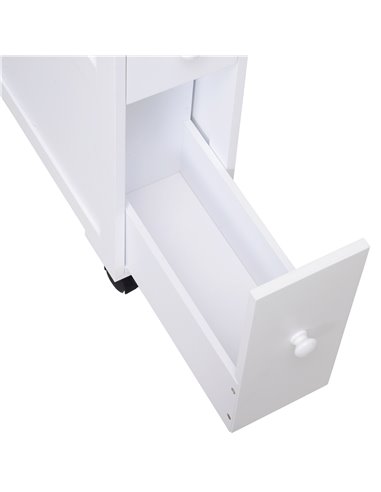 HOMCOM MDF Narrow Rolling Bathroom Side Cabinet White