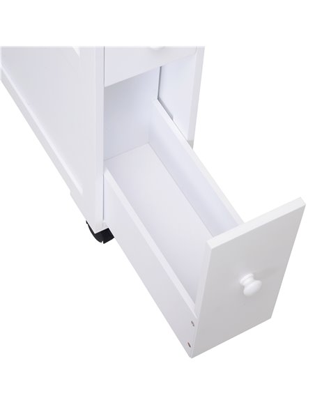 HOMCOM MDF Narrow Rolling Bathroom Side Cabinet White - pic 20947 | FastDaddyshop