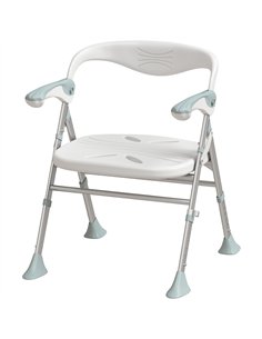 HOMCOM Foldable Shower Chair with Flip-Up Armrests, Shower Stool with Adjustable Height, Tool-Free Assembly, 136 kg