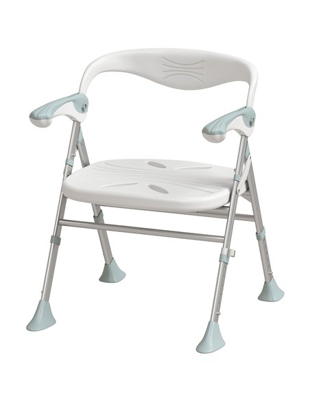 HOMCOM Foldable Shower Chair with Flip-Up Armrests, Shower Stool with Adjustable Height, Tool-Free Assembly, 136 kg - pic 209475 | FastDaddyshop