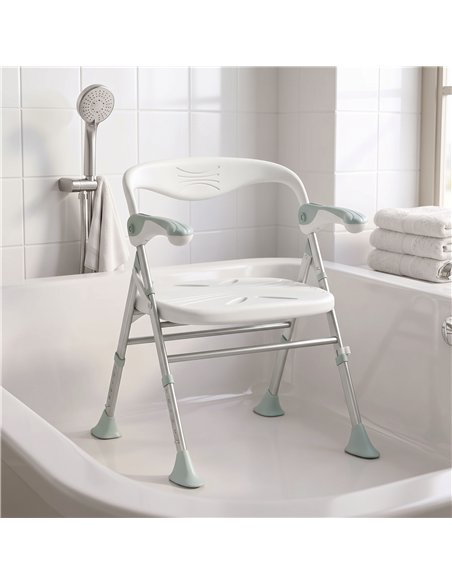 HOMCOM Foldable Shower Chair with Flip-Up Armrests, Shower Stool with Adjustable Height, Tool-Free Assembly, 136 kg - pic 209483 | FastDaddyshop