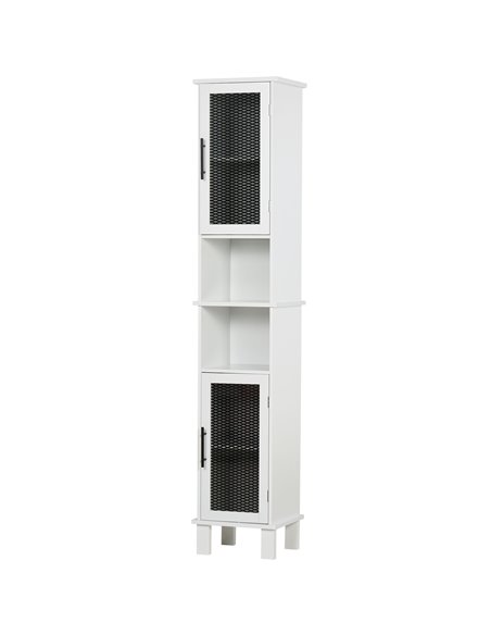 HOMCOM 6-Tier Retro Bathroom Cabinet with Patterned Glass Doors, Black & White - pic 20949 | FastDaddyshop