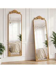 HOMCOM Full Length Mirror, 50 x 160 cm Floor Mirror with Baroque Metal Frame for Bedroom, Living Room, Dressing Room, Gold Tone 2