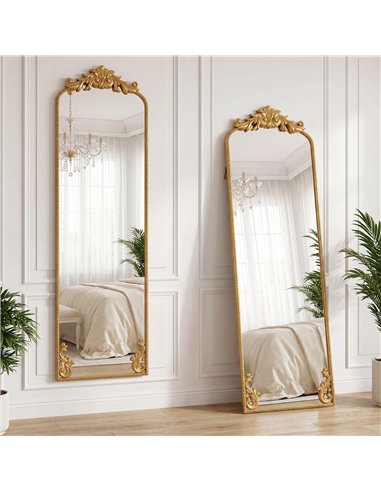 HOMCOM Full Length Mirror, 50 x 160 cm Floor Mirror with Baroque Metal Frame for Bedroom, Living Room, Dressing Room, Gold Tone