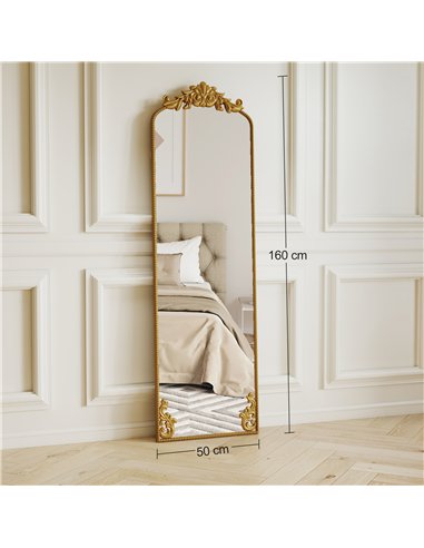 HOMCOM Full Length Mirror, 50 x 160 cm Floor Mirror with Baroque Metal Frame for Bedroom, Living Room, Dressing Room, Gold Tone