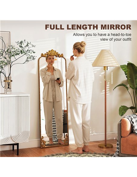 HOMCOM Full Length Mirror, 50 x 160 cm Floor Mirror with Baroque Metal Frame for Bedroom, Living Room, Dressing Room, Gold Tone - pic 209496 | FastDaddyshop