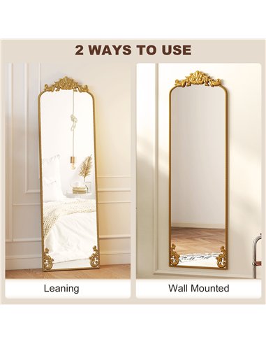HOMCOM Full Length Mirror, 50 x 160 cm Floor Mirror with Baroque Metal Frame for Bedroom, Living Room, Dressing Room, Gold Tone
