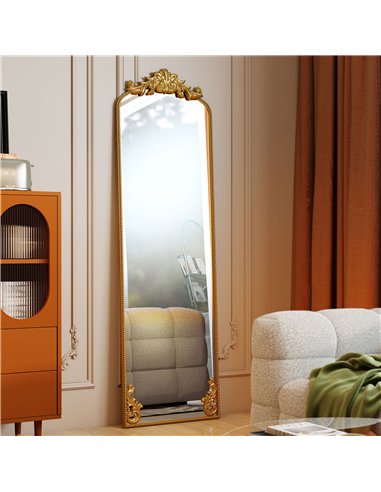 HOMCOM Full Length Mirror, 50 x 160 cm Floor Mirror with Baroque Metal Frame for Bedroom, Living Room, Dressing Room, Gold Tone