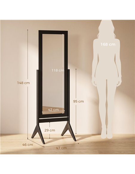 HOMCOM Freestanding Adjustable Angle Dressing Mirror, Full Length Mirror for Bedroom, Living Room, 148 x 47 cm, Black - pic 209504 | FastDaddyshop