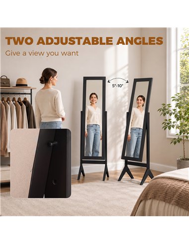HOMCOM Freestanding Adjustable Angle Dressing Mirror, Full Length Mirror for Bedroom, Living Room, 148 x 47 cm, Black