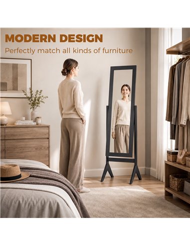 HOMCOM Freestanding Adjustable Angle Dressing Mirror, Full Length Mirror for Bedroom, Living Room, 148 x 47 cm, Black