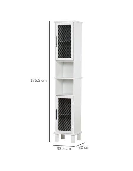 HOMCOM 6-Tier Retro Bathroom Cabinet with Patterned Glass Doors, Black & White - pic 20951 | FastDaddyshop
